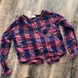 Cloth & Stone lace up back blouse plaid